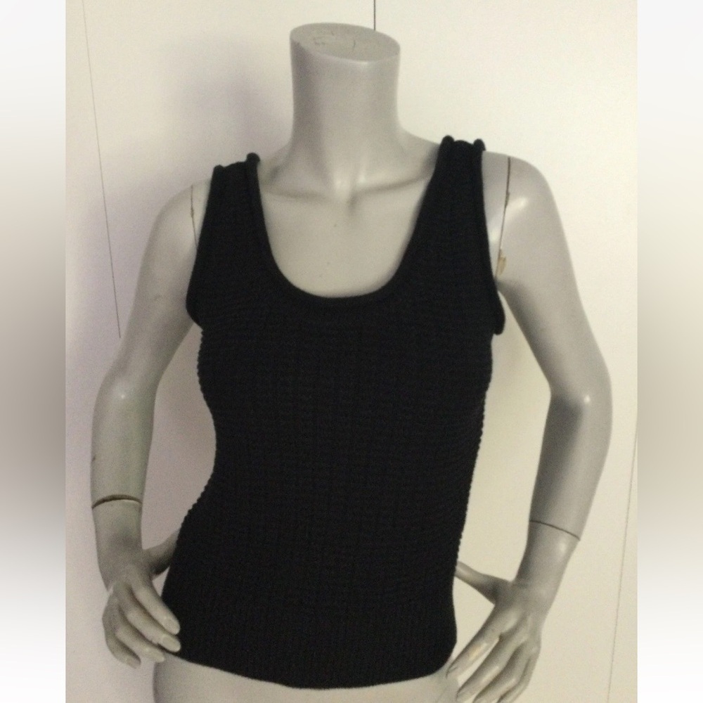Quince Cropped Black Knit Tank Top Size S